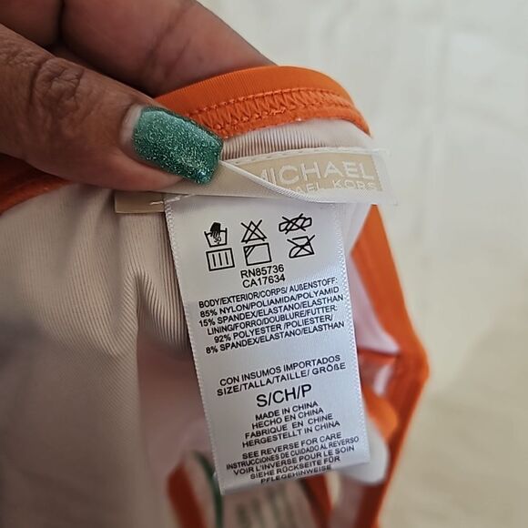 Michael Kors 2-Piece Bikini Top & Bikini Mid-Rise Bikini Bottom Small Orange - Picture 16 of 16